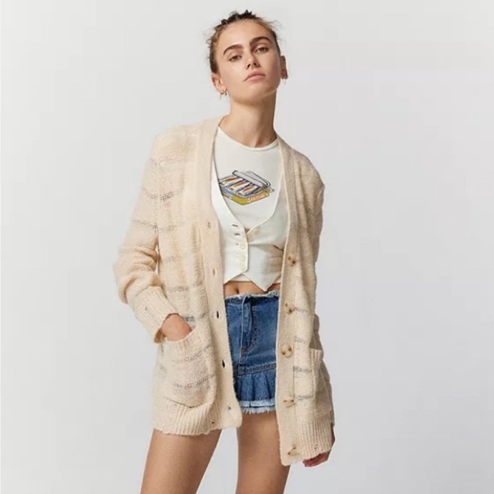 Urban Outfitters Alston Laddered Knit Cardigan Size Smalll